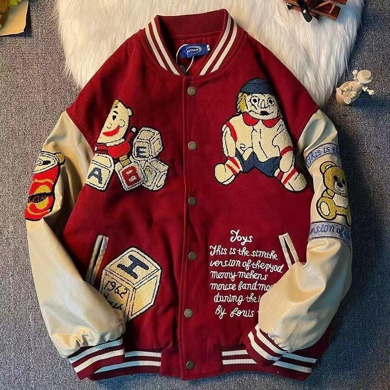 Autumn New Baseball Jersey Men's Trendy Jacket Long Sleeve Panel Single breasted Outer Wear Loose