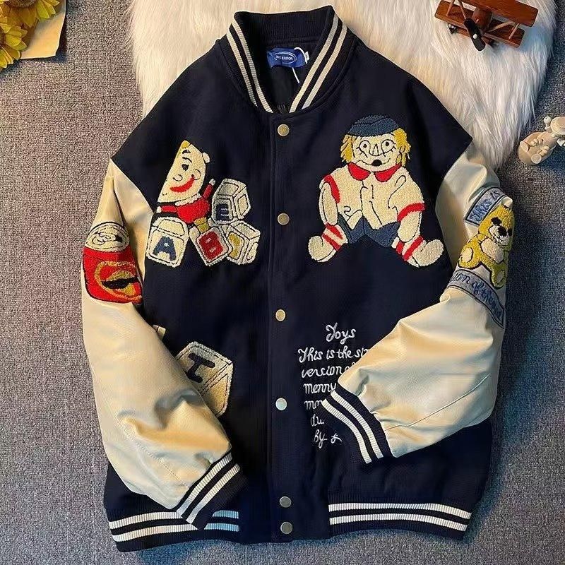 Autumn New Baseball Jersey Men's Trendy Jacket Long Sleeve Panel Single breasted Outer Wear Loose