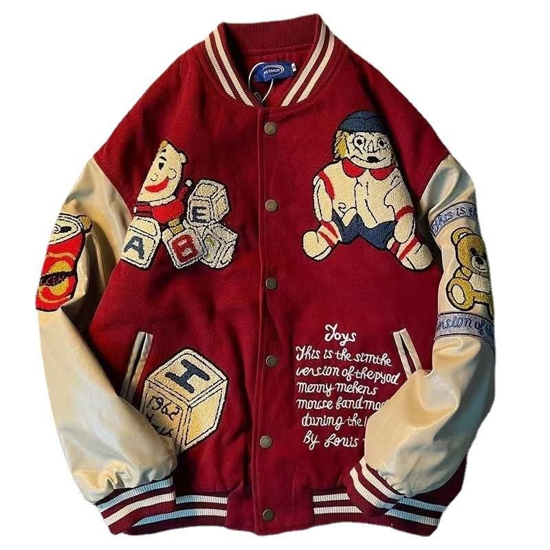 Autumn New Baseball Jersey Men's Trendy Jacket Long Sleeve Panel Single breasted Outer Wear Loose