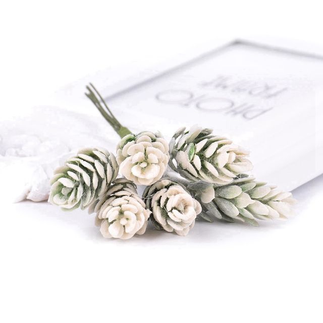 2 Bunches Artificial Flowers Plant Pine Cone Bouquet