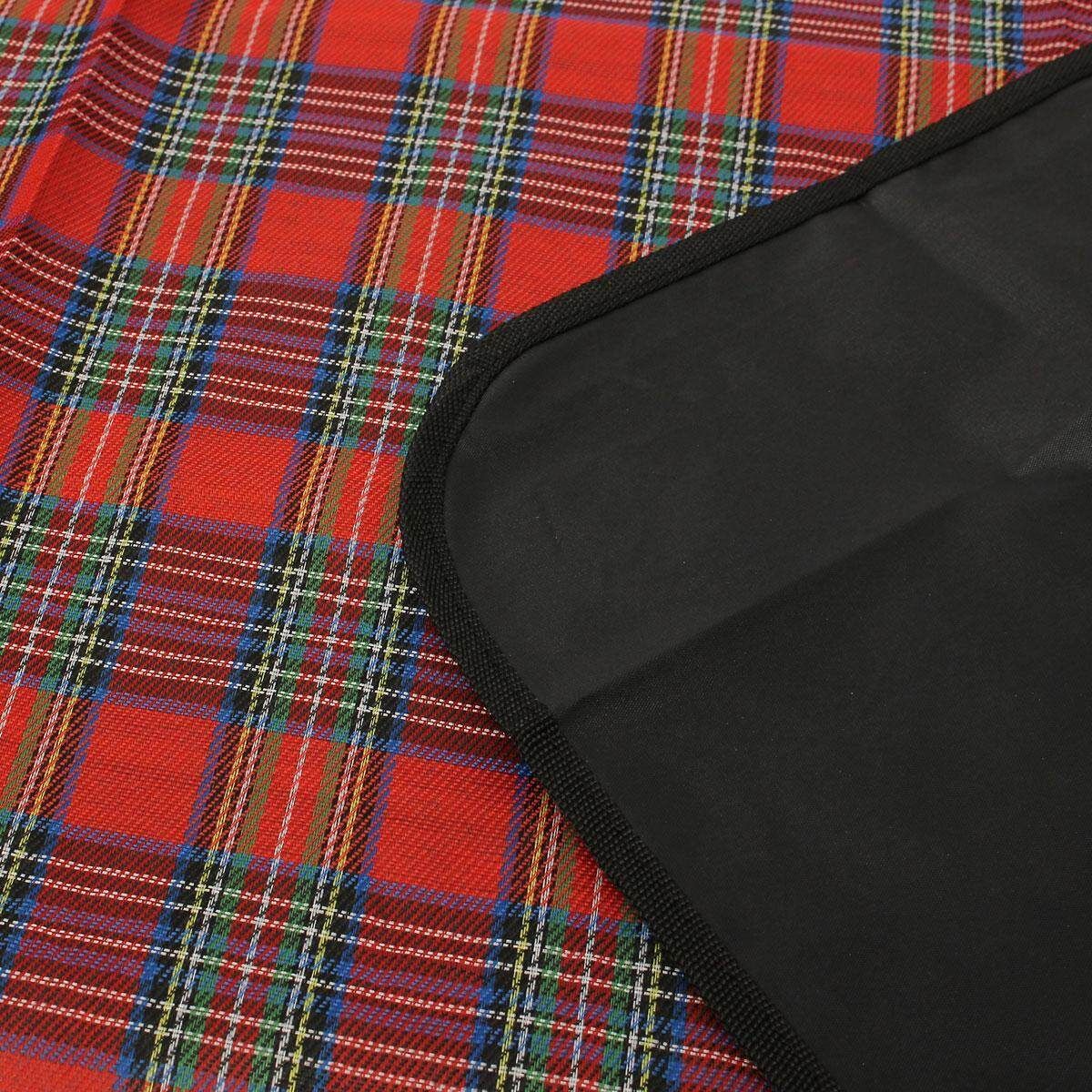 150*130cm/59"x51" Oxford Cloth Outdoor Camping Folding Picnic Mat Crawling Mat Moisture Beach Mat Sleeping Pads Red Red Plaid
