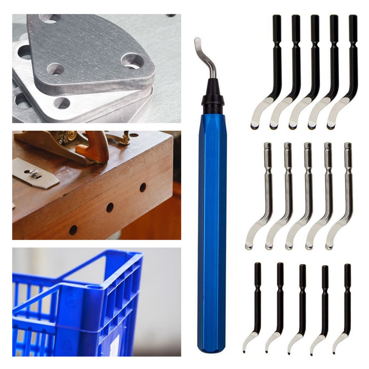 16Pcs Rotary Deburr Blades Set Aluminum Alloy Handle With