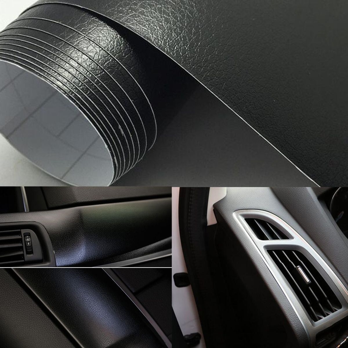 30cm?150cm Black Leather Texture Car Sticker Vinyl Wrap Car Inner Decal Film