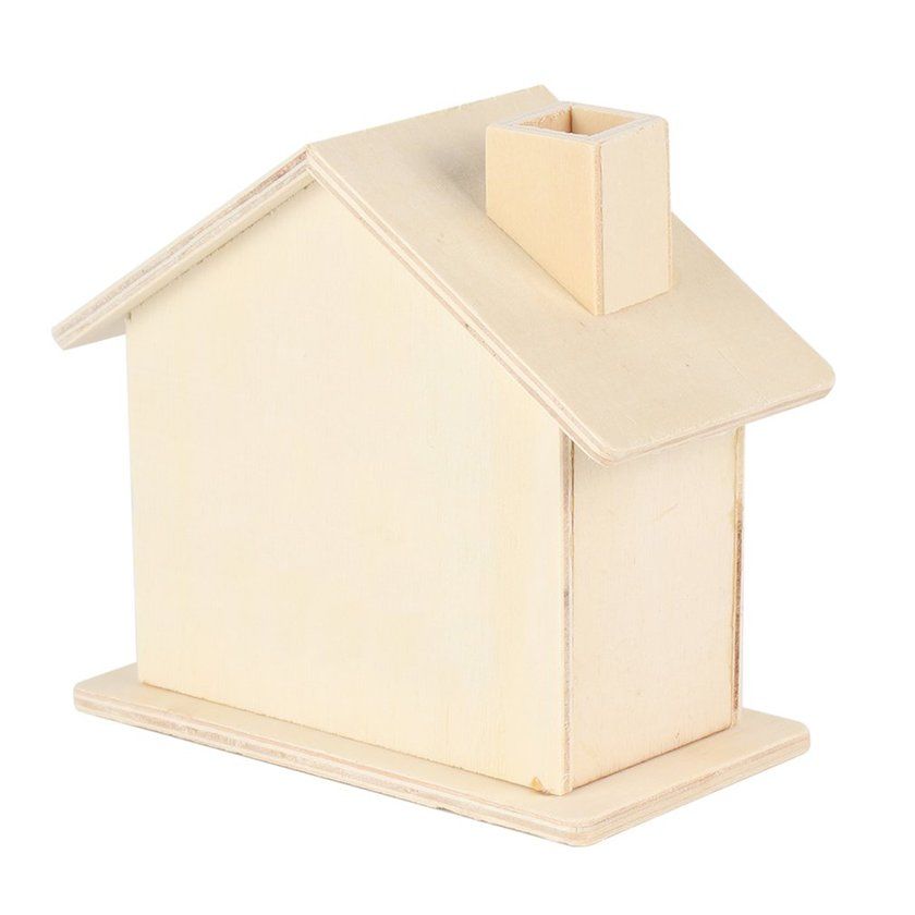 Ute  Hildren Handmade Diy Baipi House  Oin Piggy    Olle Tible Ornament-white-house-shape