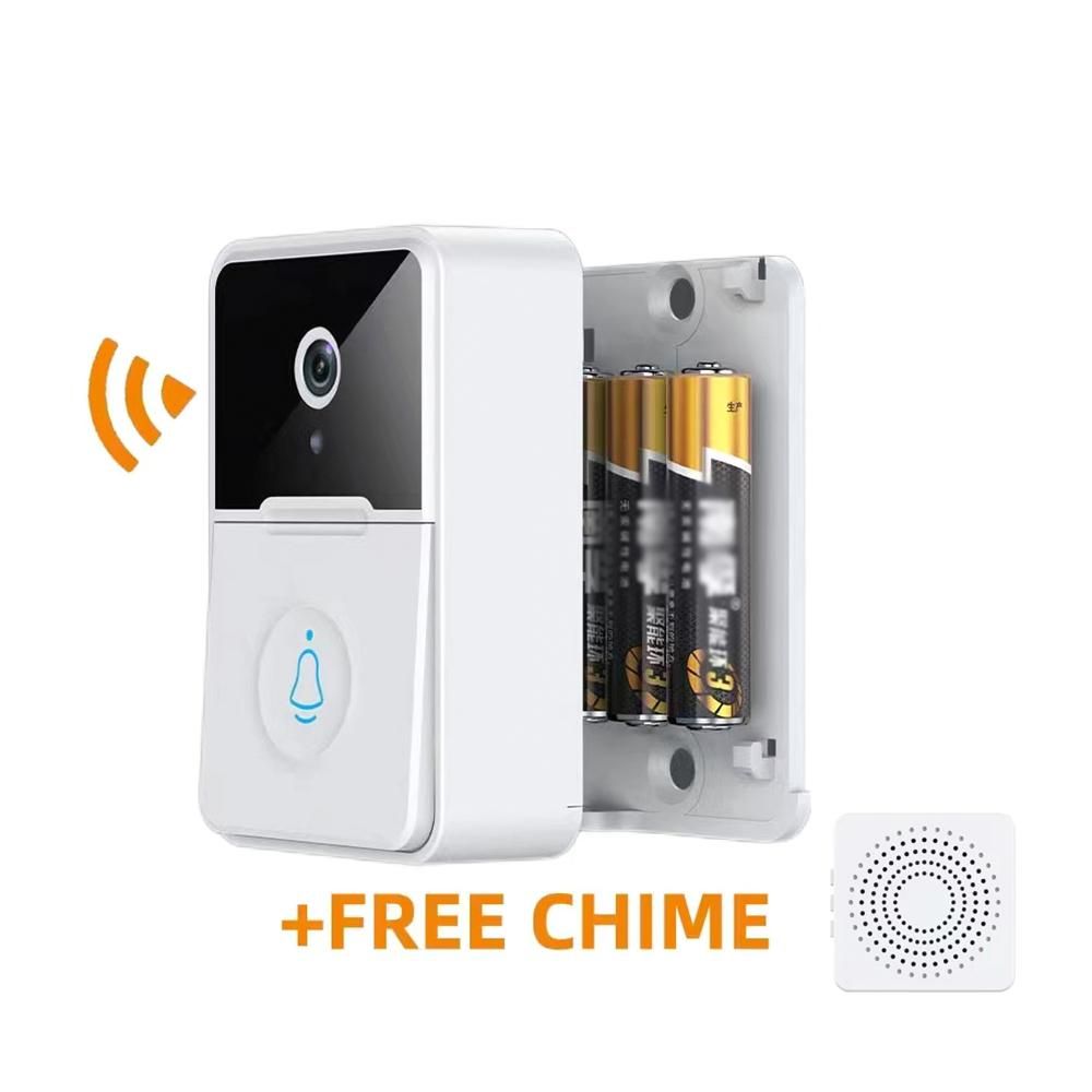 Wireless Video Doorbell Camera Visual Smart Doorbell with Motion Detection Night Vision 2-Way Audio Real-Time Monitoring AAA Batteries Powered