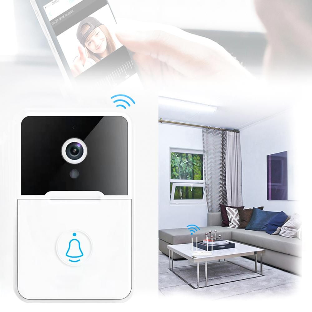 Wireless Video Doorbell Camera Visual Smart Doorbell with Motion Detection Night Vision 2-Way Audio Real-Time Monitoring AAA Batteries Powered