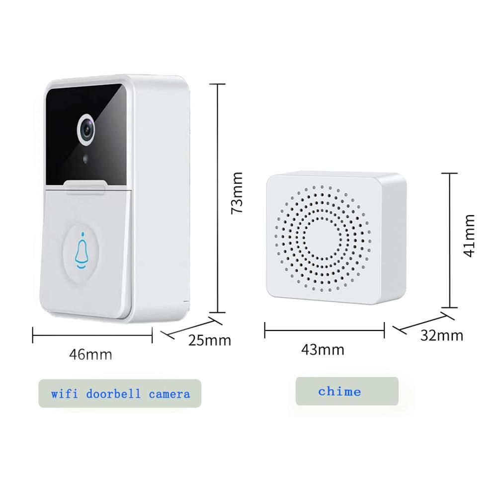 Wireless Video Doorbell Camera Visual Smart Doorbell with Motion Detection Night Vision 2-Way Audio Real-Time Monitoring AAA Batteries Powered