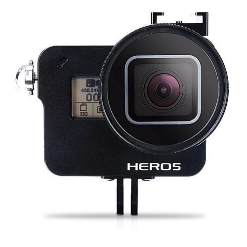 AFAITH Black Frame Housing Protective Case CNC Aluminum Alloy Metal Skeleton Rugged Cage Protective Frame Case + 52mm UV Lens + Lens Cap + Storage Bag + Wrist Strap For GoPro Hero 5 Black GP074