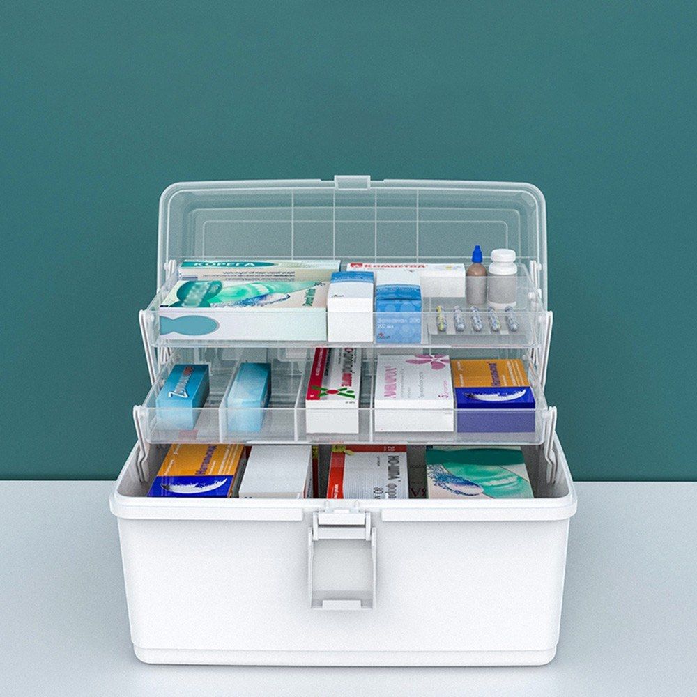 Multi-layer Plastic Box Portable First Aid Medicine Case