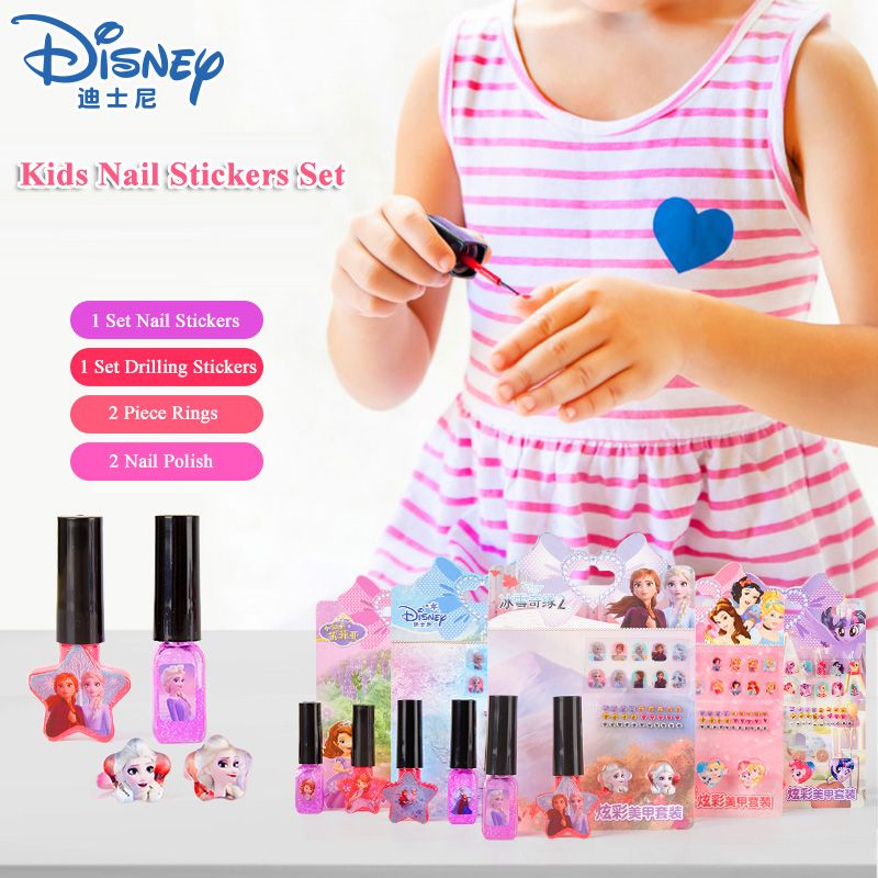 Washable Nail Princess Disney Stickers Set Toys Frozen 2