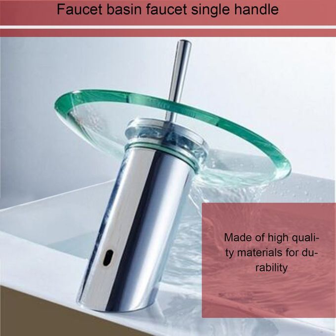 Bathroom Kitchen Sink Round Glass Waterfall Faucet Brass Chrome Basin Faucet