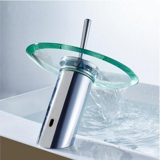 Bathroom Kitchen Sink Round Glass Waterfall Faucet Brass Chrome Basin Faucet