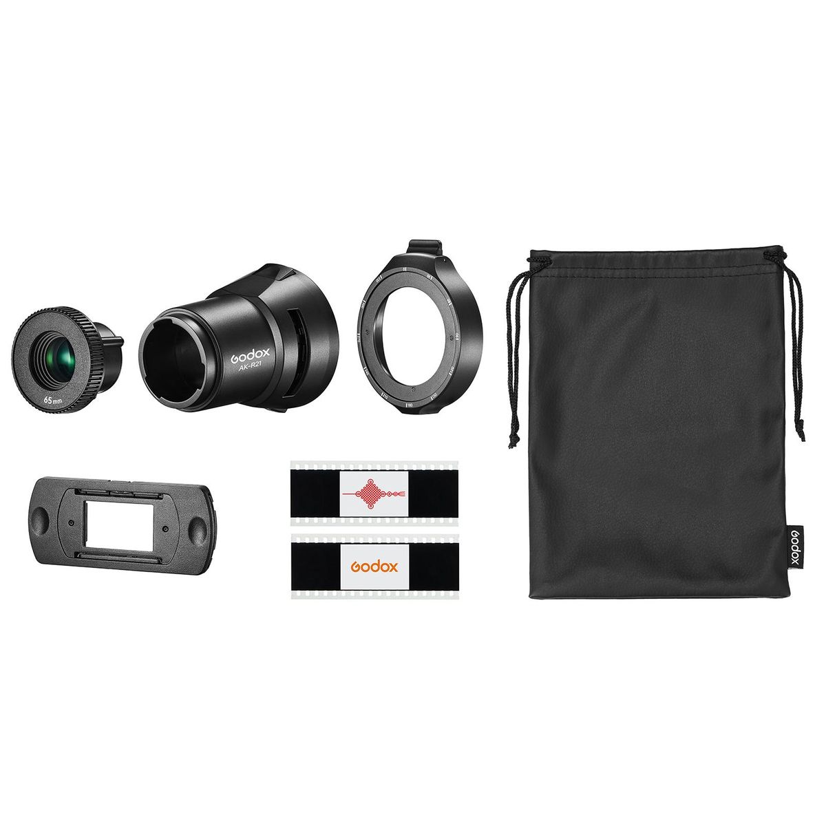 Godox AK-R21 Camera Flash Projector Set with 65mm Projection Lens + Mounting Adapter for Round Head Flash + Slide Box + 2pcs Slides + Storage Bag for Godox AD100/ AD100 Pro/ AD200/ AD200 Pro/ V1 Series Flashes