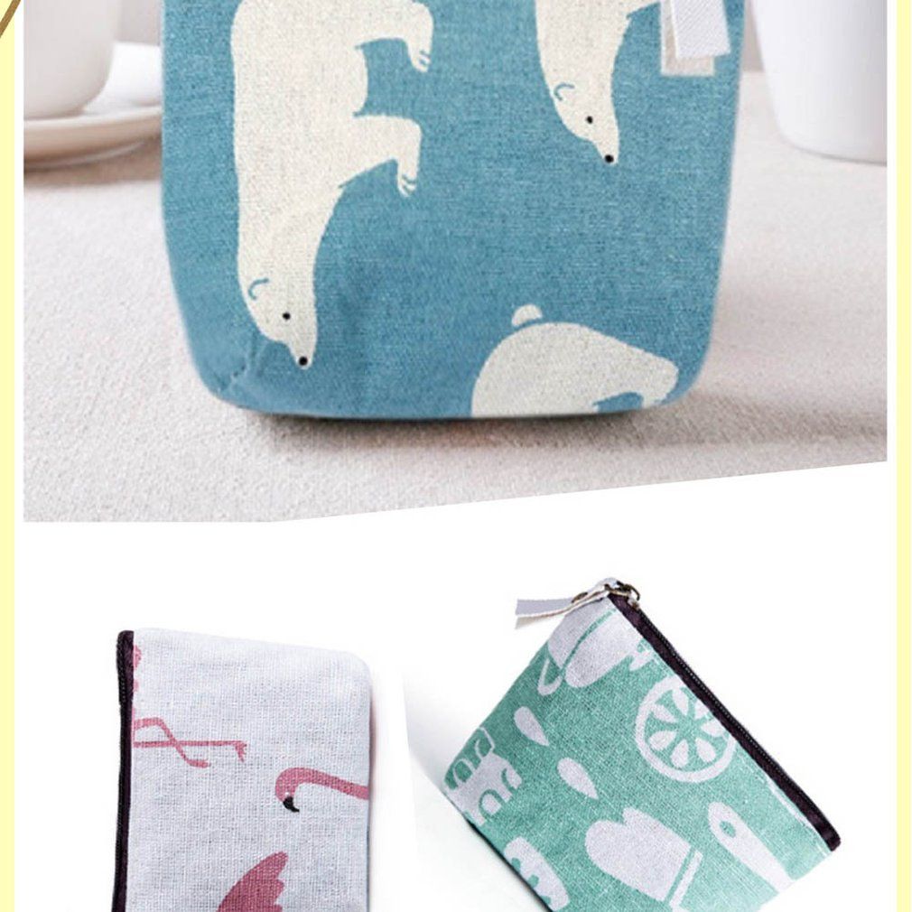 Mini Hand-painted Coin Purse Cute Creative Coin Key Storage Bag Wallet Holder Zipper Girl Coin Purse Female-white-Flamingo