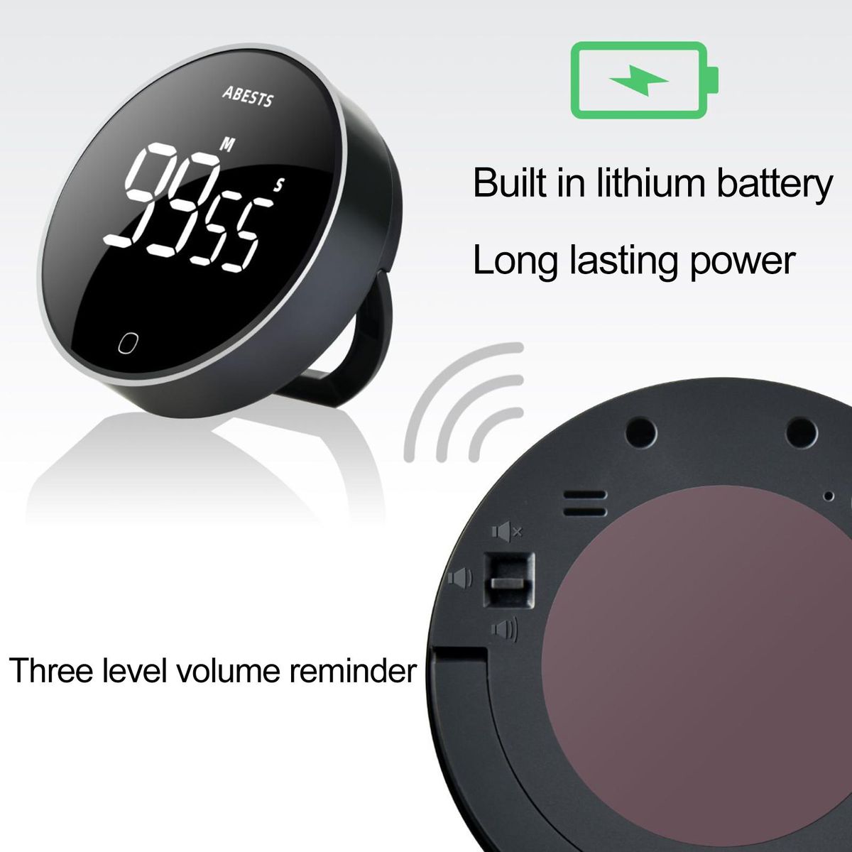 1 Set Countdown Reminder Function Countdown Black