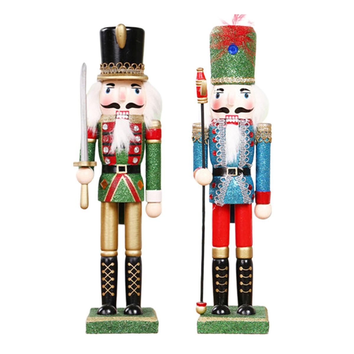 2x Festive Soldier Swordsman Nutcracker Christmas Decoration