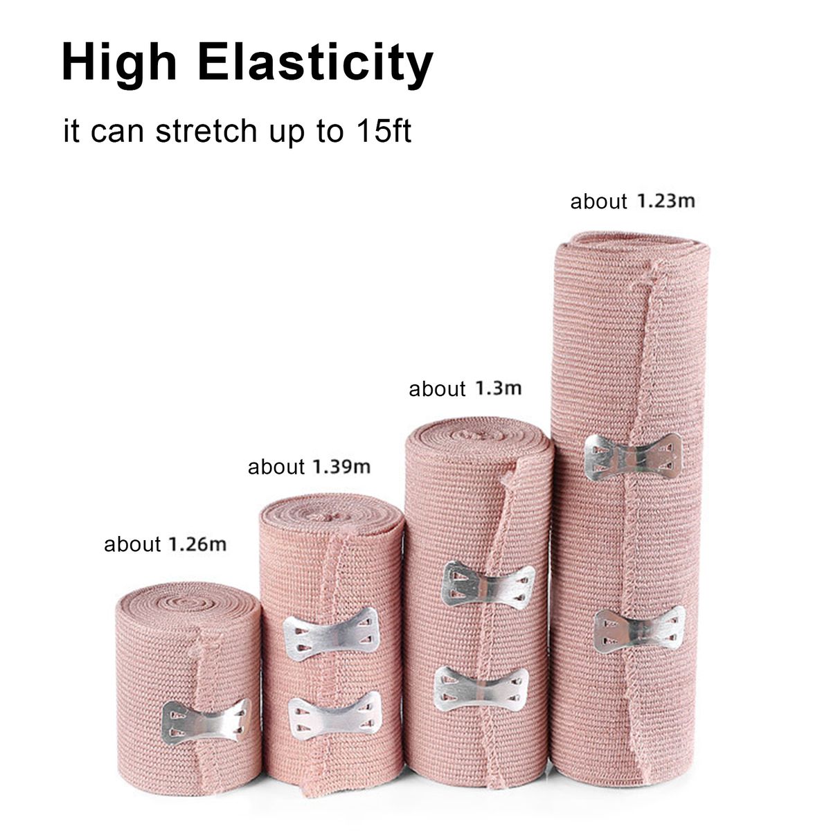 Elastic Bandage Wrap With Extra Clips Durable Compression