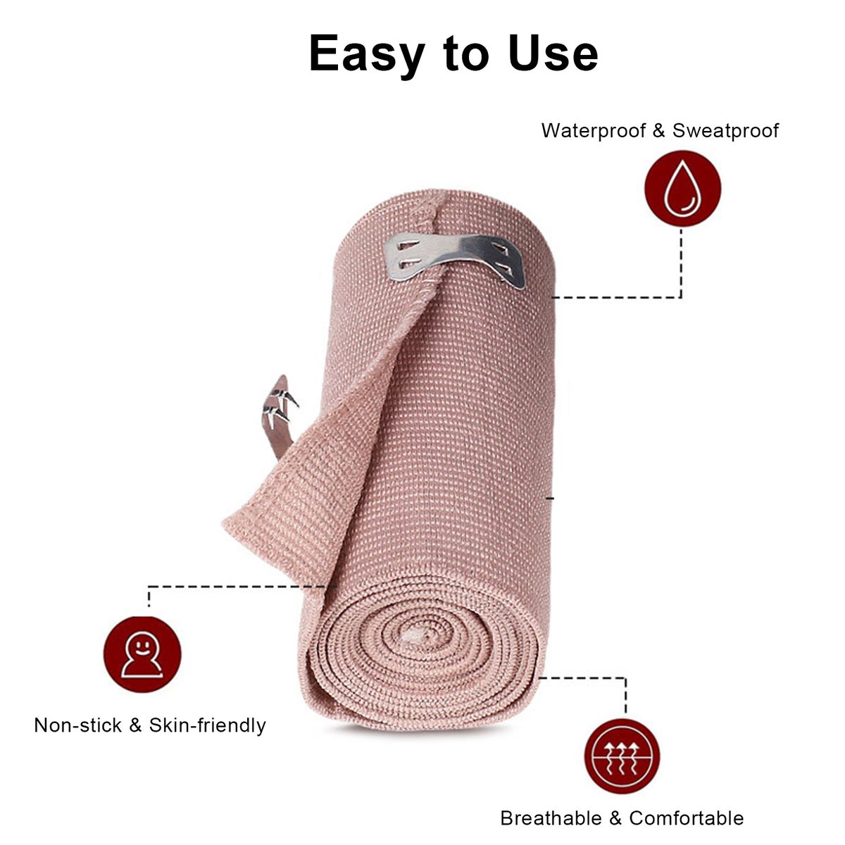 Elastic Bandage Wrap With Extra Clips Durable Compression
