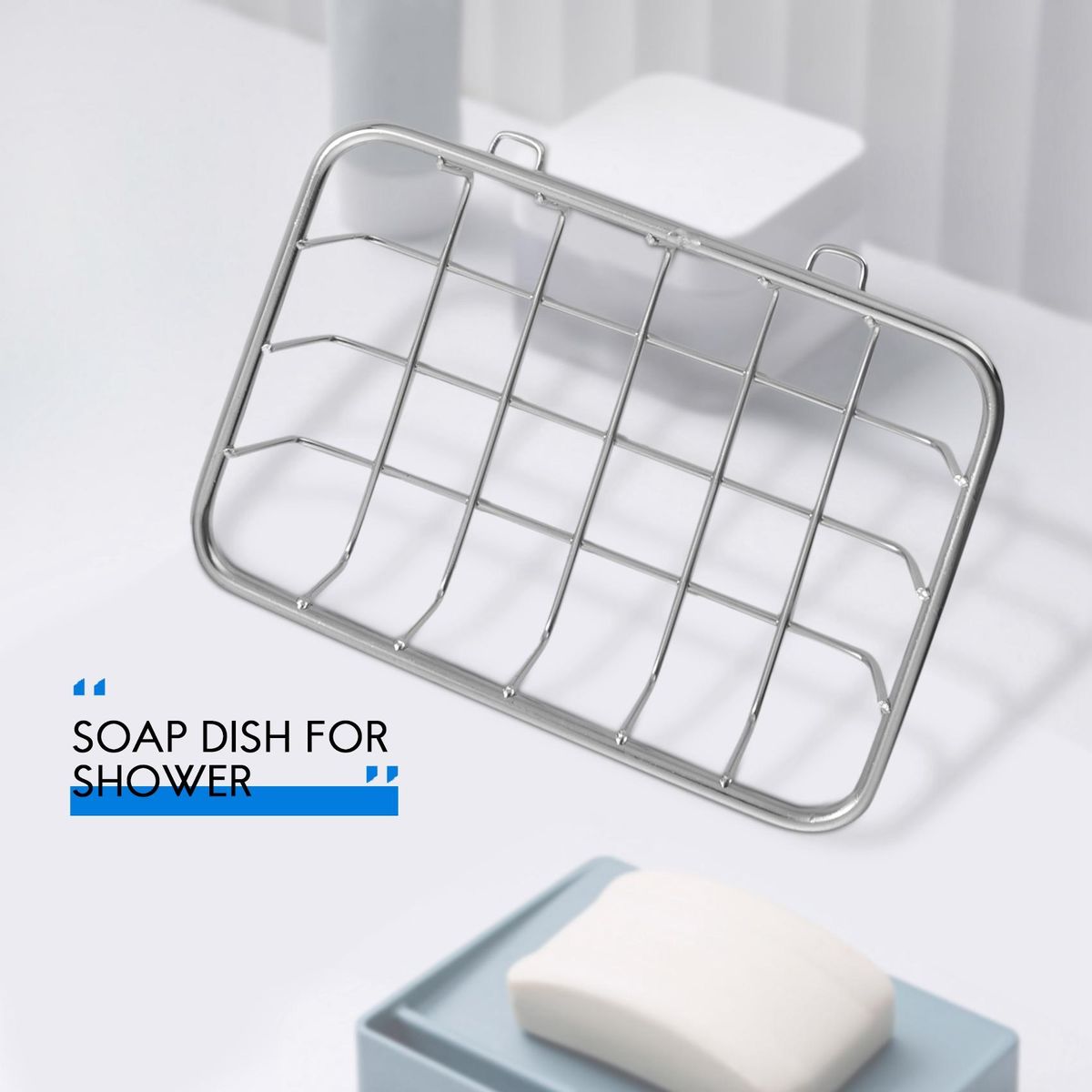 Soap Dish, Rust Proof Stainless Steel Soap Case Holder with Powerful Adhesive for Soap Sponge Scrubber in Bathroom Shower Kitchen Sink