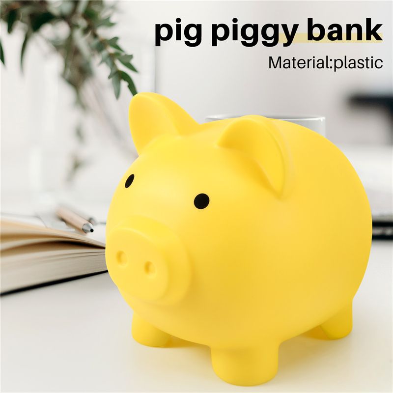 Large Piggy Bank, Unbreakable Plastic Money Bank, Coin Bank for Girls and Boys, Practical Gifts for Birthday(Yellow)