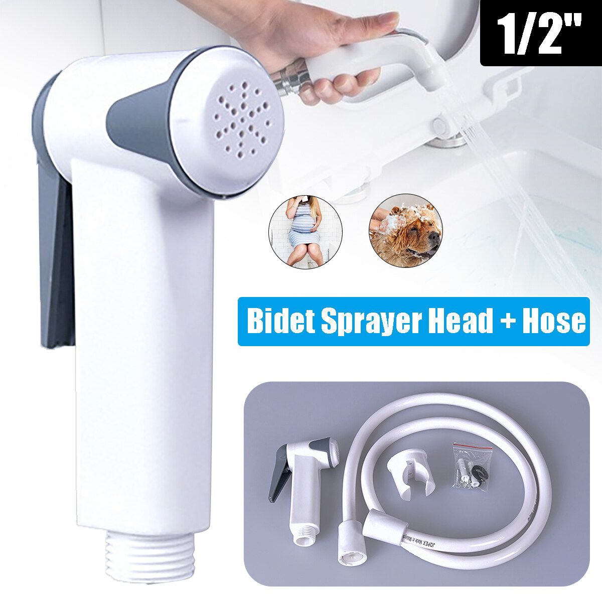 1/2'' Hand Held Shower Head Toilet Bidet Spray Sprinkler Wash Jet Hose Set Single Head