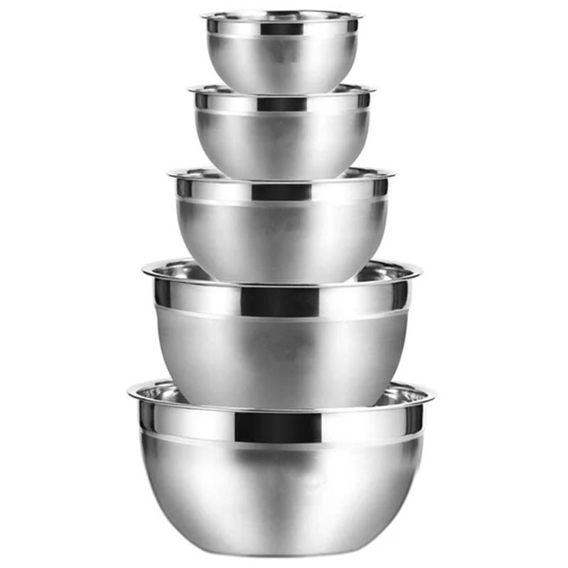Stainless Steel Mixing Bowl (Set of 5) Fruit Salad Bowl Set