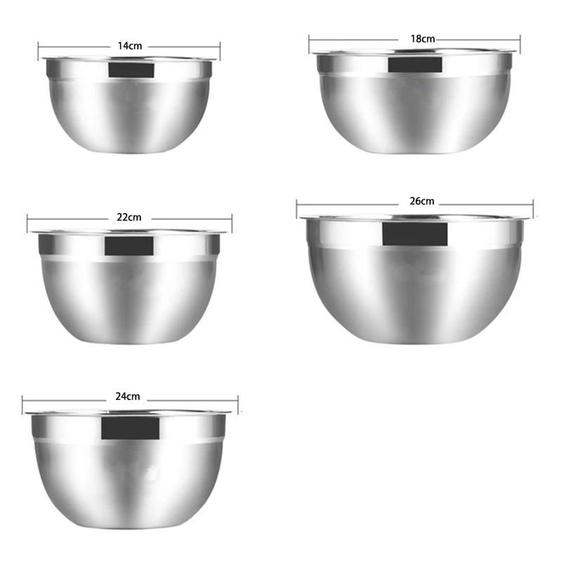 Stainless Steel Mixing Bowl (Set of 5) Fruit Salad Bowl Set