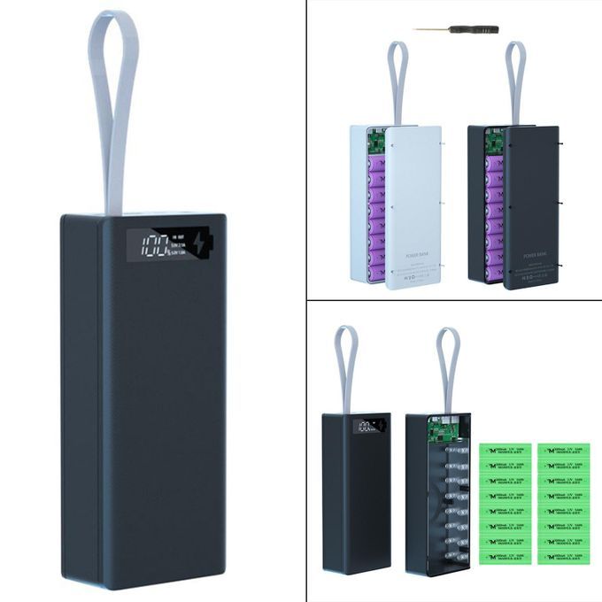 Battery Storage Box QC3.0 DIY Box For 16x 18650 Battery C16 PD Black