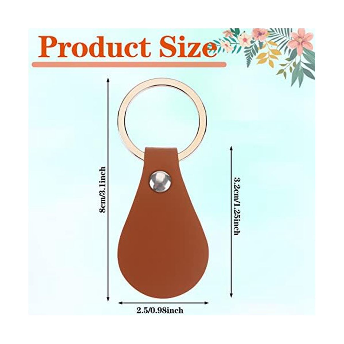 50Pcs DIY Leather Keychains Brown Blank Key Fob Rivets Keychain for Car Key Home Door Key Small Decoration Homemade Gift