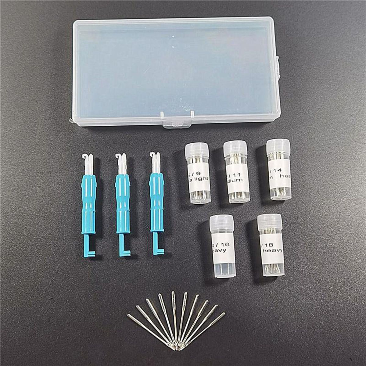 53Pcs Sewing Machine Needles Size 9# 11# 14# 16# 18#  Threader