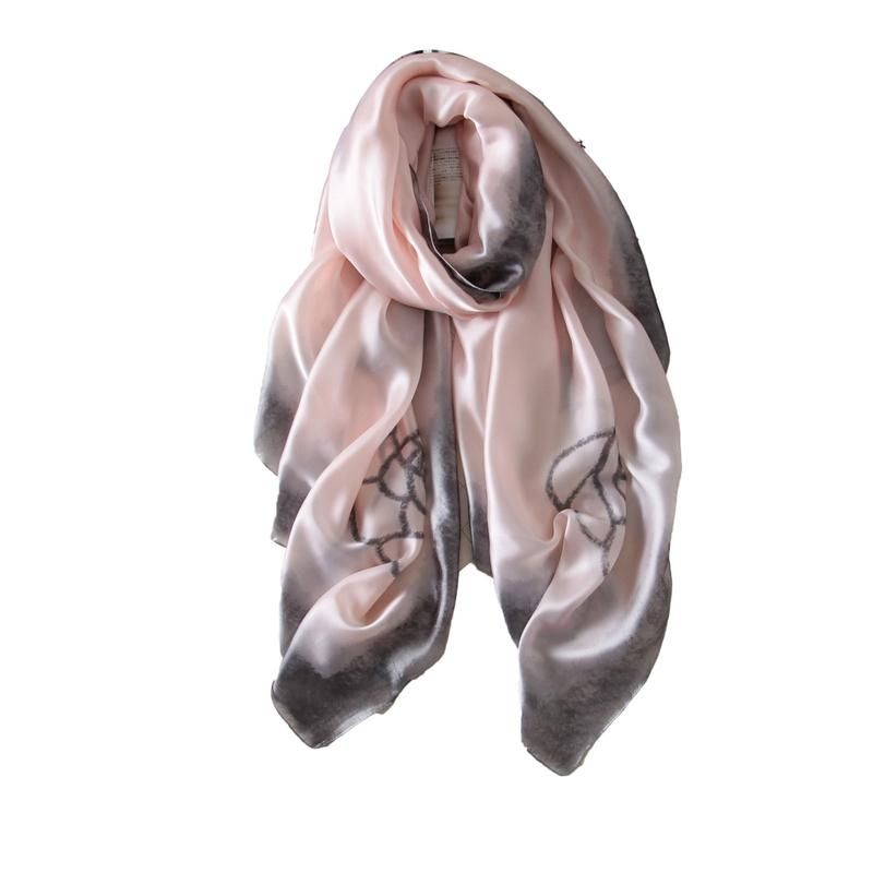Women Stylish Floral Print Long Neck Scarf Hijab-F52 Beige