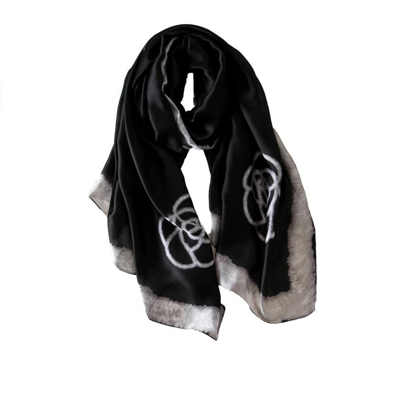 Women Stylish Floral Print Long Neck Scarf Hijab-F52 Beige