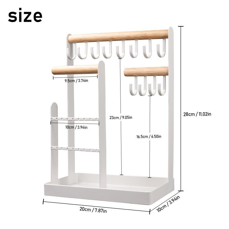 Wood And Iron Jewelry Organizer Stand Holder Display