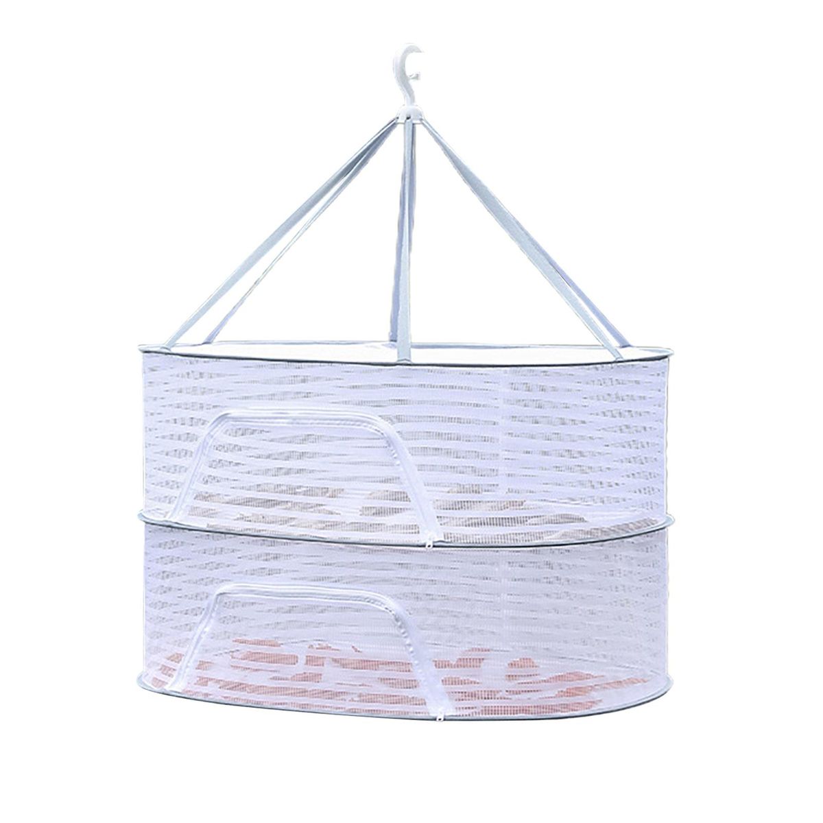 Foldable Hanging Mesh Dryer with U-shaped Zipper Design 3 Layer Grey