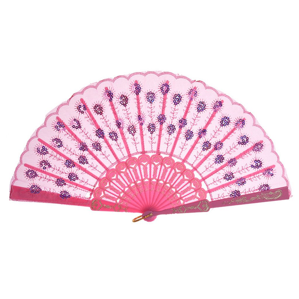 Wedding Silk Flower 1pc Dance Held Folding Party Chinese Lace Fan Style C523 Best Hand