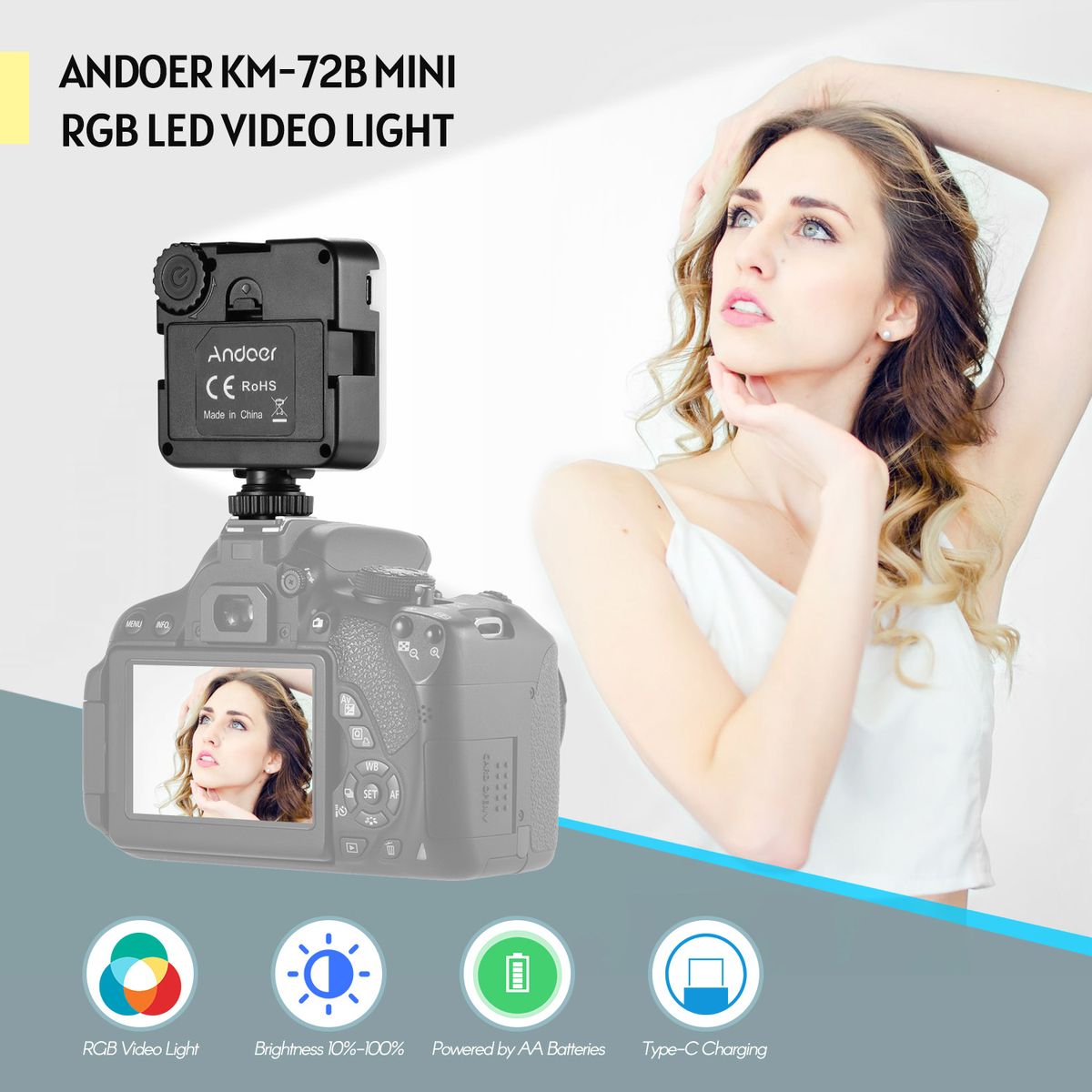 KM-72B Mini LED Video Light RGB Color