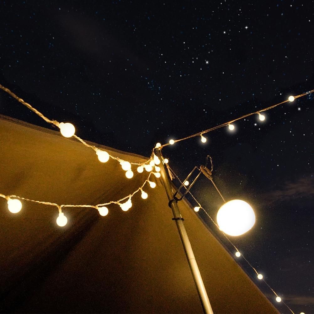 5M 10M Camping Tent Light Garland LED Ball String Lamp Bulb Fairy String Decorative Light for Home Wedding Party Yard Decoration