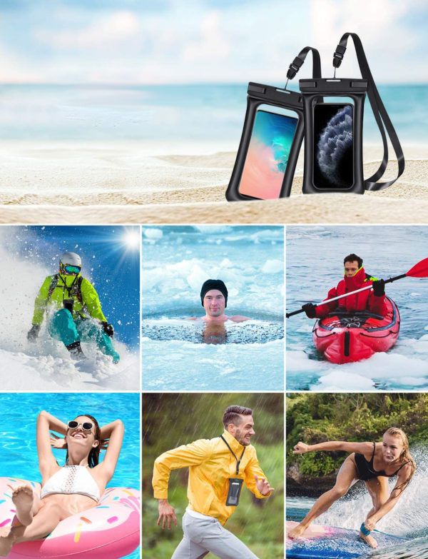 WATERPROOF UP TO 6.5" PHONE POUCH IPX8 DRY BAG 2PC