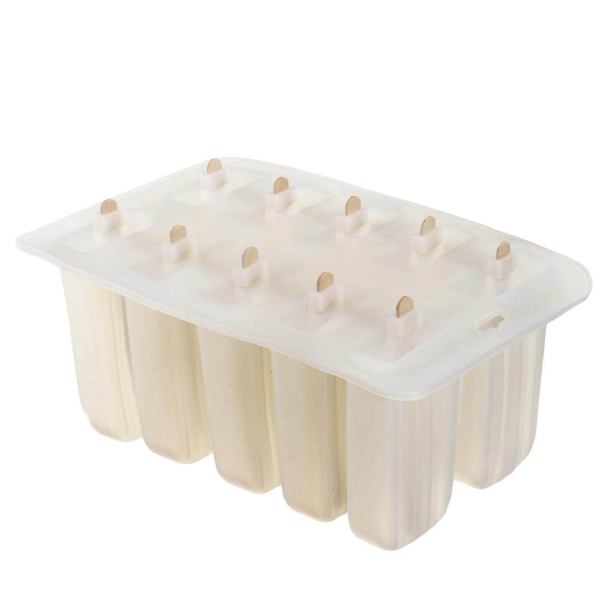 10 Cells Frozen Ice Lolly Juice Maker Mold Mould Popsicle Yogurt Ice White