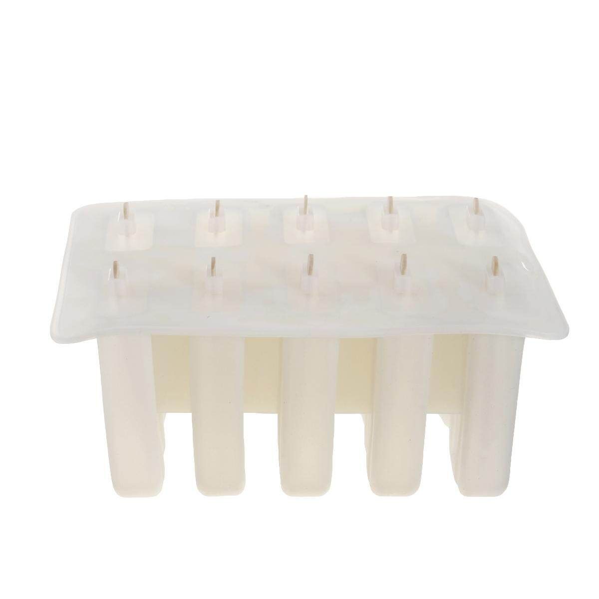 10 Cells Frozen Ice Lolly Juice Maker Mold Mould Popsicle Yogurt Ice White