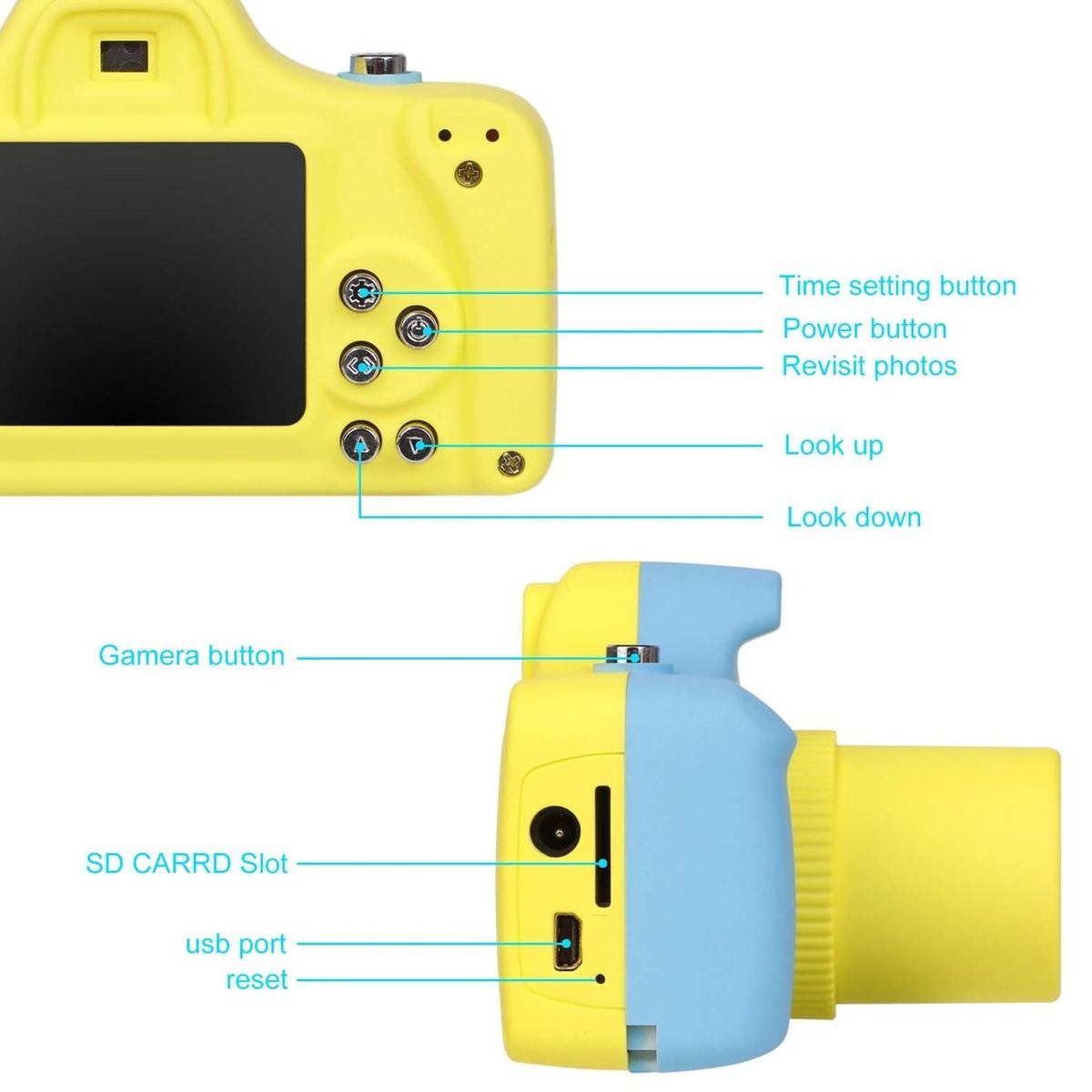 OR 5.0MP Kids Children Digital Camera 1.5 Inch LCD Screen Cute Design Mini-Blue