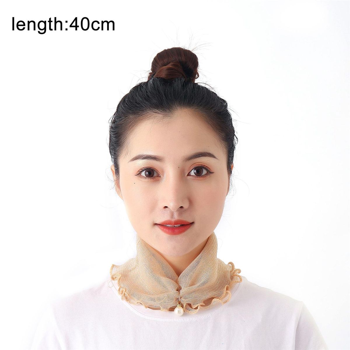 Scarf Ruffled Sun Protection Net Yarn Spring Neck-Black