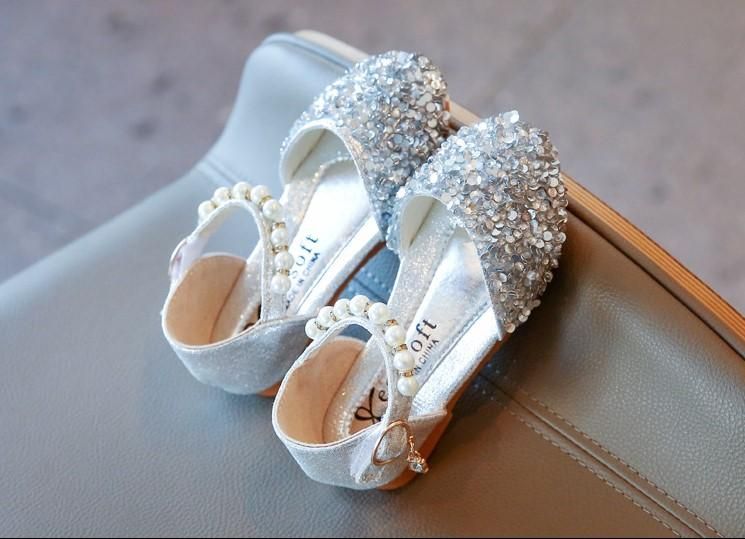 Girl Glitter Bling Sequin Princess Shoes Velcro Easy-Wear - Silver