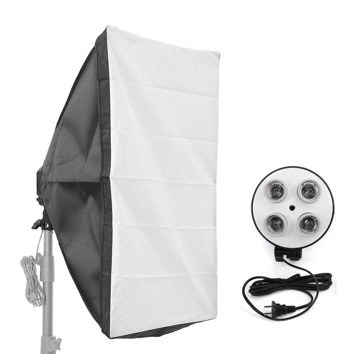 Photo Video Studio Lighting 50*70cm Softbox Light + 4-Socket E27 Lamp Holder Kit