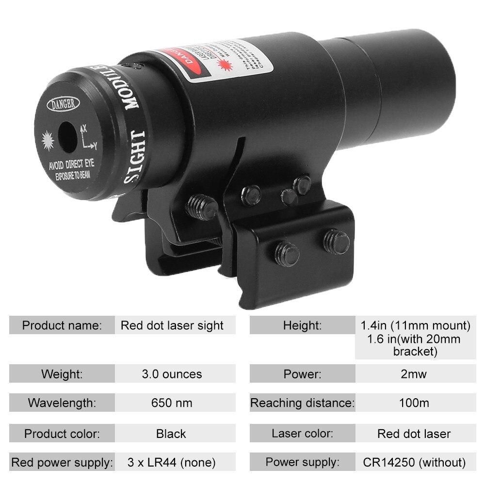 Tactical Red Green Dot Laser Sight Adjustable Collimator Laser Pointer Hunting Gun Accessory for 11mm 20mm Weaver Picatinny Rail