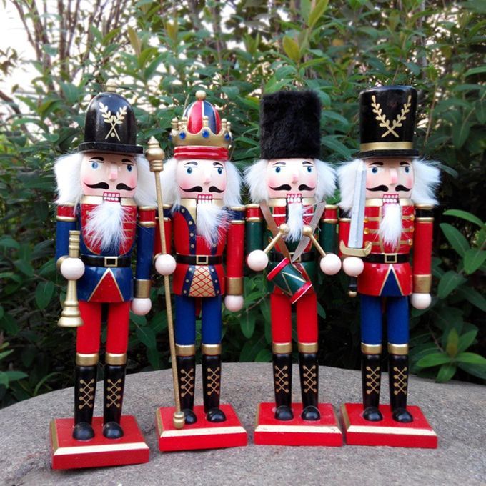 Hristmas De Orations Nut Ra Ker Pu Et  Reative Wooden Handi Raft Ornaments-Red-Imperial Staff