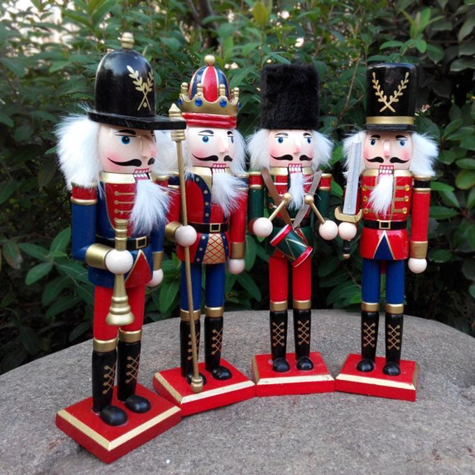 Hristmas De Orations Nut Ra Ker Pu Et  Reative Wooden Handi Raft Ornaments-Red-Imperial Staff