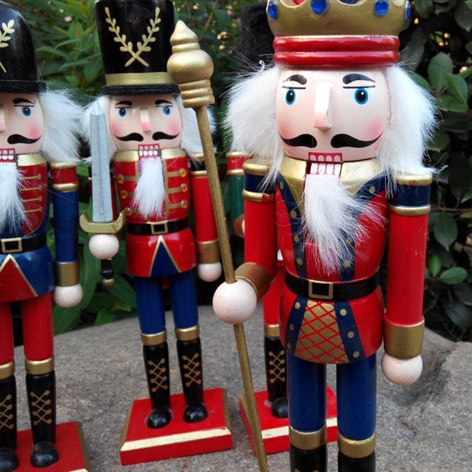 Hristmas De Orations Nut Ra Ker Pu Et  Reative Wooden Handi Raft Ornaments-Red-Imperial Staff