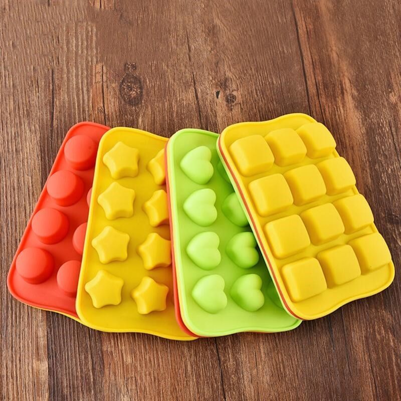 2 PCS Silicone Chocolate Mold Tray Creative Geometry Shaped Ice Cube Cake Decoration Mold, Shape:Heart(Red)