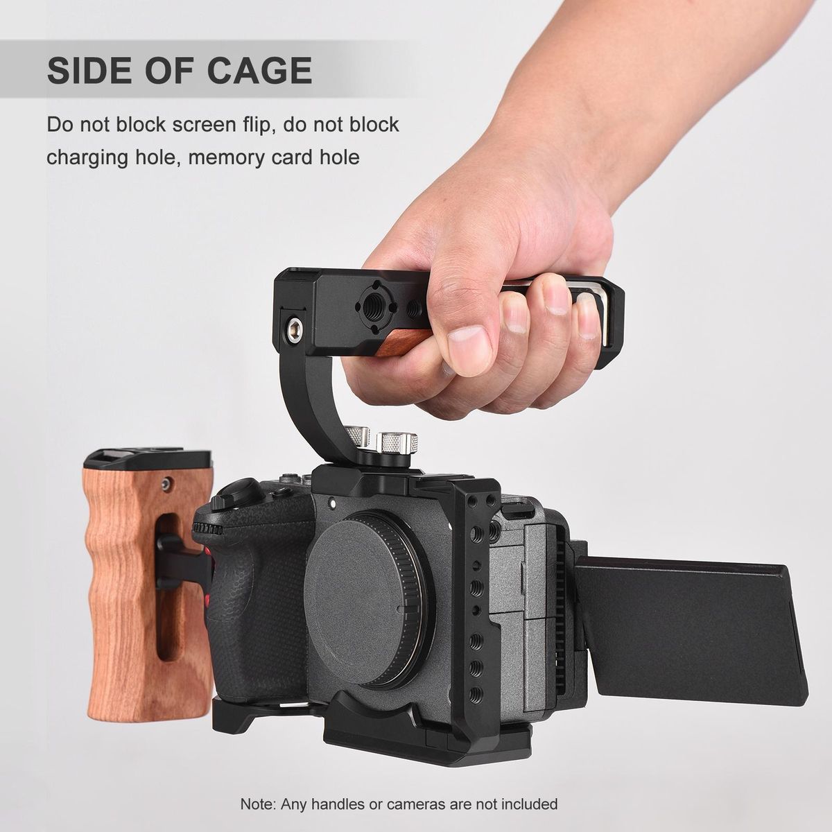 Handheld Camera Cage Aluminum Alloy with Cold Shoe Mount Numerous 1/4in And 3/8in Threaded Holes Compatible with SONY FX3/ FX30 Camera
